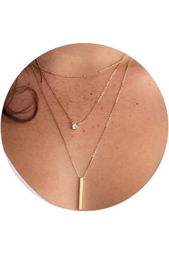 Diamond Necklaces for Women, Dainty 14k Gold/Sterling Silver Choker Necklace Simple Gold Plated CZ Jewelry Necklaces for Women Trendy Gifts