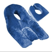 CUKIXA Eye Surgery Recovery Pillow, Face Down Prone Position Pillow for Vitrectomy & Retinal Detachment Post-Op, Adjustable 18-inch Width with 27.5  Slope, Breathable Center Hole Gray/Blue