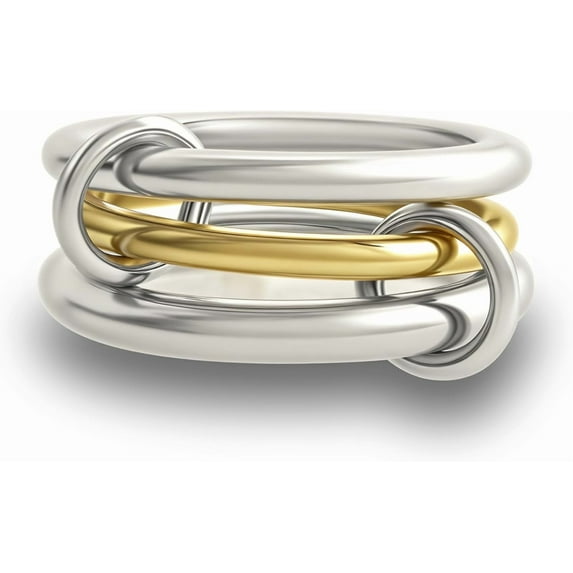 CUKIXA Gold Stackable Rings for Women Non Tarnish, 18k Gold Plated Cubic Zirconia Rings, Silver Gold Multi Ring Mixed Metals Stack Rings Set-9#
