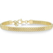 CUKIXA Miabella 18K Gold Over Sterling Silver Italian 5mm Mesh Link Chain Bracelet for Women, 925 Made in Italy