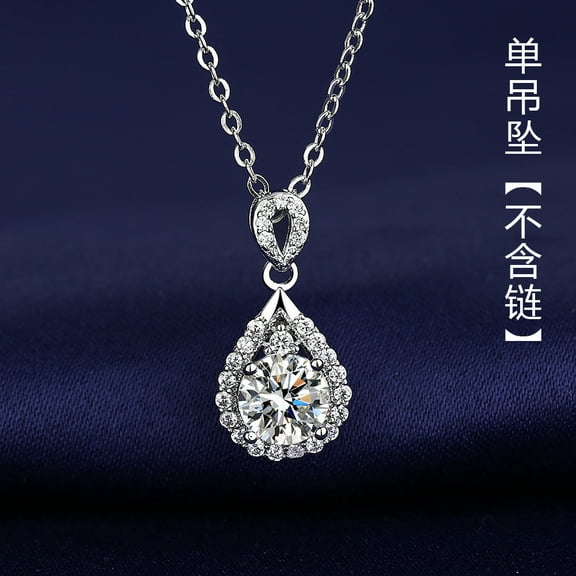 CUKIXA Moissanite Necklace for Women - 1ct Teardrop Pendant with Prong Set & Full Pavé Diamonds - 18-20in Gold Plated Chain - Elegant Jewelry Gift for Anniversary Wedding Party
