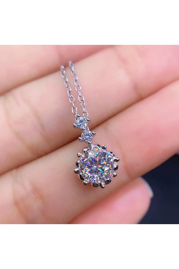 Silver Plated Necklace for Women - Square Cut Cubic Zirconia Teardrop Pendant - 16-20in Electroplated Copper Cross Chain - Elegant Jewelry Gift for Birthday Anniversary Date Night