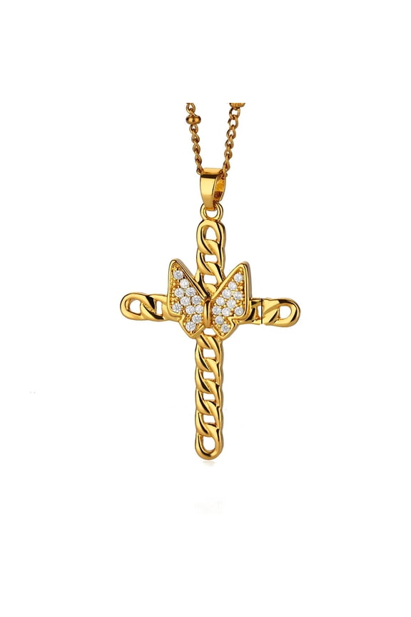 Snake Cross Necklace for Women - Stainless Steel Zircon Pendant, Gothic Choker Chain, Electroplated Religious Jewelry Gift (Adjustable 16-18")