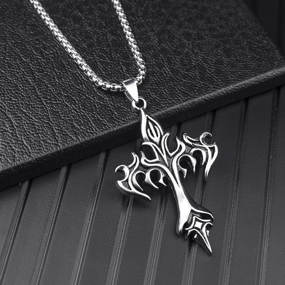 CUKIXA Stainless Steel Necklaces for Men Hypoallergenic Necklace Unisex Punk Necklace Amulet Pendant Nail Cross Viking Necklaces for Men Women