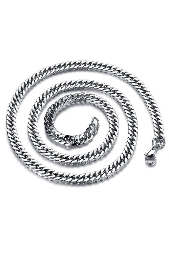 Titanium Steel Mens Link Chain, Silver Chain Necklace, 4mm/6mm/8mm/10mm/12mm Width, No Tarnish& Durable Hip Hop Mens Jewelry, 7"-28", Send Gift Box