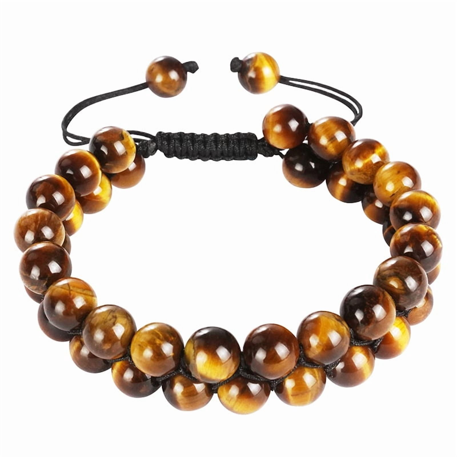CUKIXA Triple Protection Bracelet Natural Tiger Eye Agate Stone 8mm Beads Black Obsidian,Crystal Jewelry Stone Bracelets Christmas Gifts for Men Bring Luck Prosperity