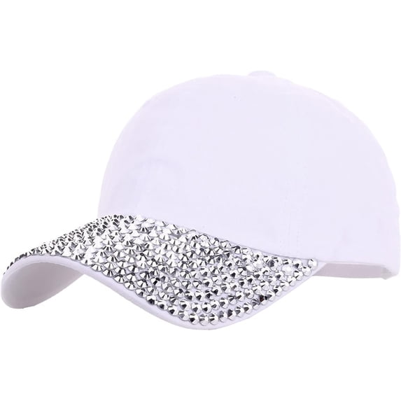 CUKOLSXA Women's Hats & Caps Baseball Hat Shiny Rhinestone Brim Baseball Cap for Women Sparkle Velcro Ponycap Adjustable Trucker Hat Outdoors Sun Cap