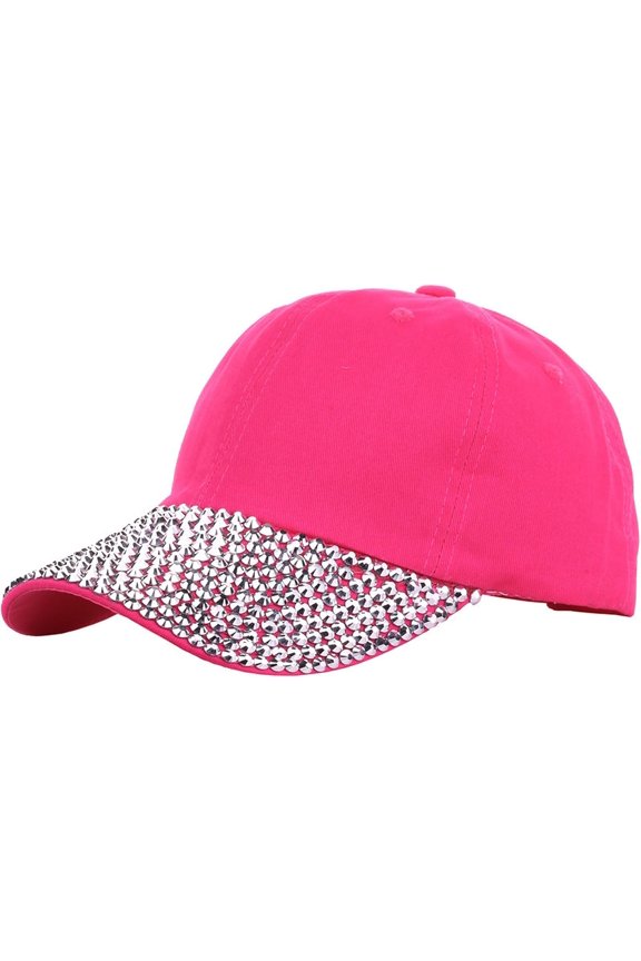 Women's Hats & Caps Baseball Hat Shiny Rhinestone Brim Baseball Cap for Women Sparkle Velcro Ponycap Adjustable Trucker Hat Outdoors Sun Cap
