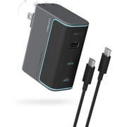 CUKTECH 100W GaN USB-C Charger, 3-Port Fast Charging Wall Charger for Laptop, with Foldable Plug and 240W USB-C Cable, 1 Charger and 1 Cable