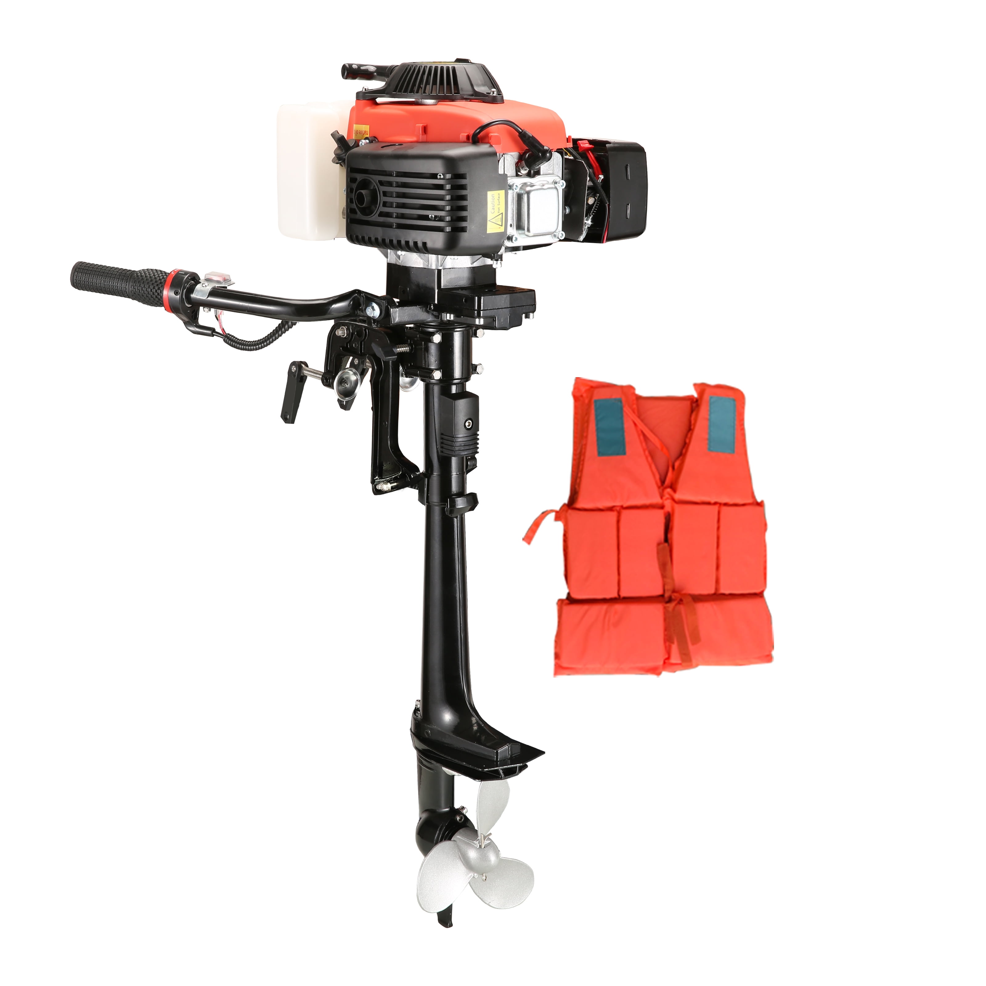 CUKUSIN Outboard Motor Boat Engine 4 Stroke 4.0 HP, 2.8KW Marine Boat Motor 60CC, Strong Shaft with Life Jacket