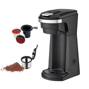 CULINARY CHEF 2-in-1 Single Serve K Cup Coffee Maker with Reusable Stainless Steel Mesh Grounds Pod, Optimal Brew Temperature for Hot, French, Italian, or DIY Iced Blends, Black