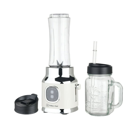CULINARY CHEF New 20.3oz. 300W Retro Smoothie Maker Blender with Mason Jar - Cream