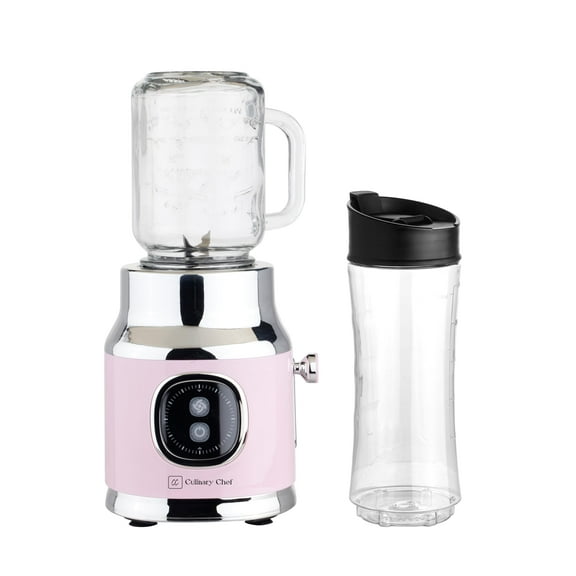 CULINARY CHEF Retro Smoothie Maker Blender with Mason Jar, Perfect for Shakes and Smoothies, 300-Watt, PINK Y101