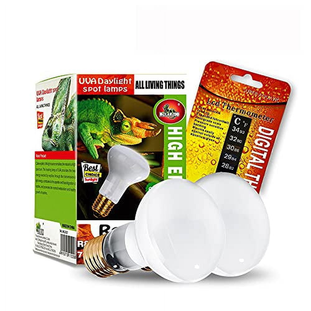 CULLEN 2Pack Reptile Heat Lamp Bulb/Light, UVA Basking Spot Heat Lamp