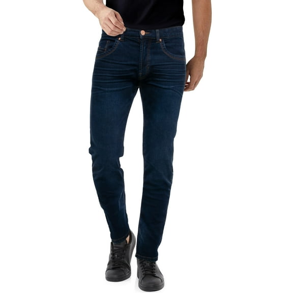 CULTURA AZURE Mens Skinny Stretch Silicon Jeans, Indigo, 30X30
