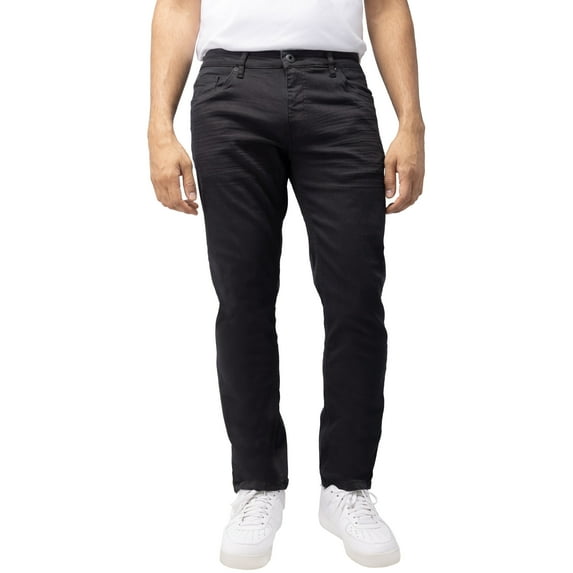 CULTURA AZURE Mens Modern Fit Clean Denim Jeans, Jet Black, 34X32