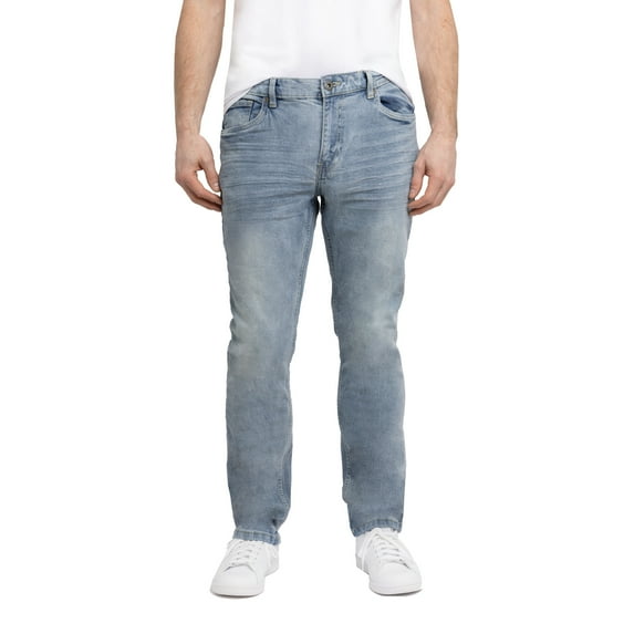 CULTURA AZURE Mens Modern Fit Clean Denim Jeans, Light Blue, 30X32