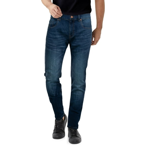 CULTURA AZURE Mens Stretch 5 Pocket Skinny Jeans, Blue, 44X32