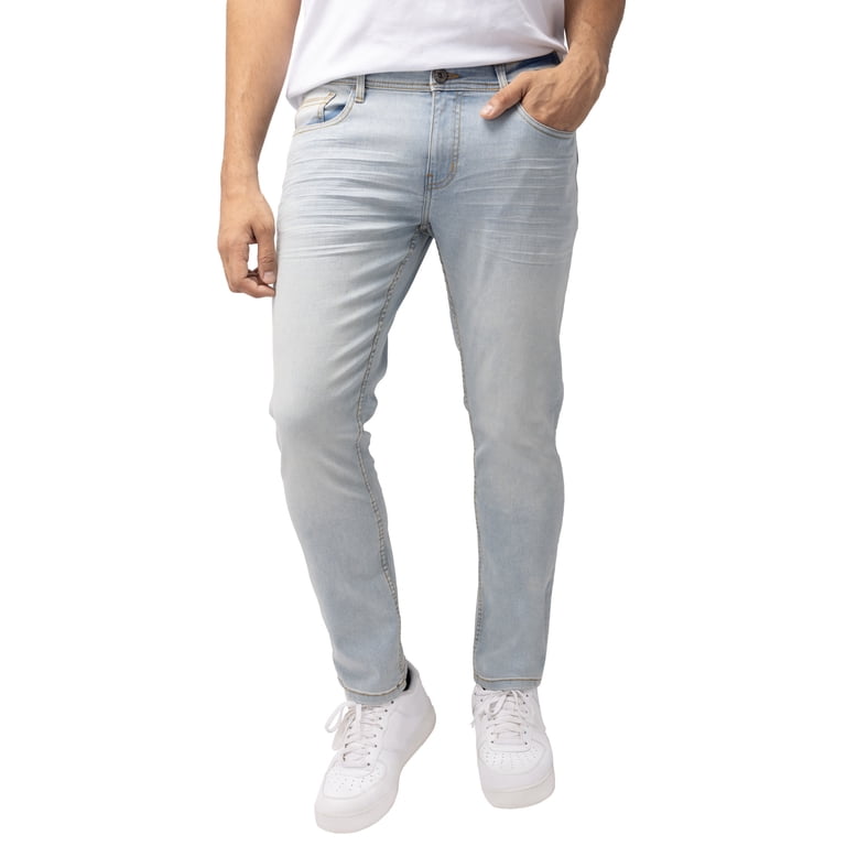 CULTURA AZURE Mens Slim Fit Denim Jeans, Light Blue, 34X30