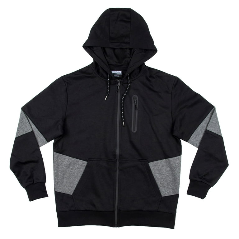 CULTURA Men s Light Weight Active Hooded Sweater For Gym Running Athletic Hoodie Full Zipper Black Charcoal Small