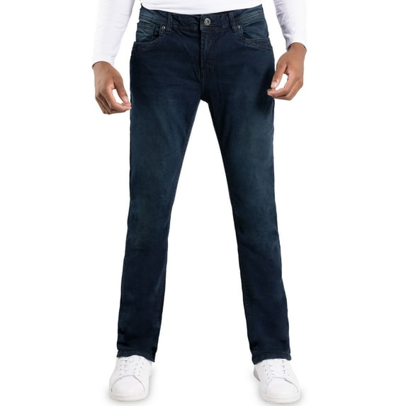 CULTURA Men's Saddle Stitch Modern Fit Jeans, Blue Black, 32X32