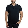thumbnail image 1 of CULTURA Men's Short Sleeves 100% Cotton Polo With Jaquard Rib And Chest Rib Pocket, Black/White, L, 1 of 10