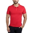thumbnail image 1 of CULTURA Men's Short Sleeves 100% Cotton Polo With Jaquard Rib And Chest Rib Pocket, Red/Navy, M, 1 of 10