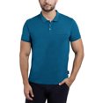 thumbnail image 1 of CULTURA Men's Short Sleeves 100% Cotton Polo With Jaquard Rib And Chest Rib Pocket, Teal/Black, XL, 1 of 10