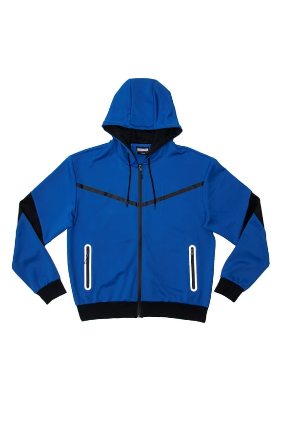 CULTURA SPORT Men's Active Fashion Hooded Fleece Sport Sweater For Gym Workout and Running, Athletic Hoodie Zipper , Boss Blue/Black - Pocket Zippers, Medium