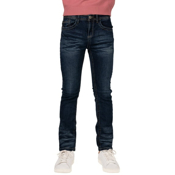 CULTURA AZURE Boy's Saddle Stitch Stretch Jeans, Med Blue, 16