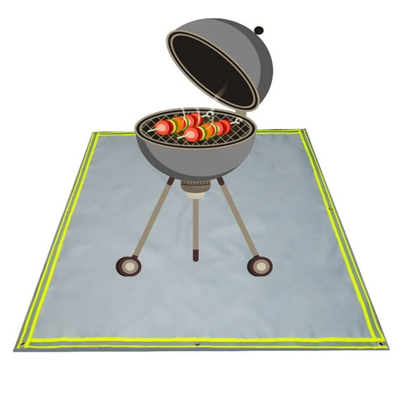 CUMBERBATCH 39" X 39" Fire Pit Mat, Fireproof Mat for Under Fire Pit, Firepit Mat for Deck,Patio,Grass,Lawn and Campsite for Fire Pit, Grill, Washable (Silver Grey)