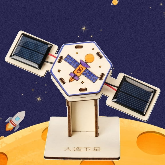 CUNZJIA Aerospace Learning Model Wooden Solar Satellite Project Science Activity Home Classroom Family Assembly Demonstration Di