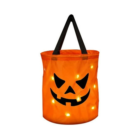 CUNlUDJ9 halloween door mat christmas tonie family halloween halloween inflatables outdoor plus size halloween LED Light Halloween Candy Bags Light Up Halloween Pumpkin Candy Bucket Trick Or Bags