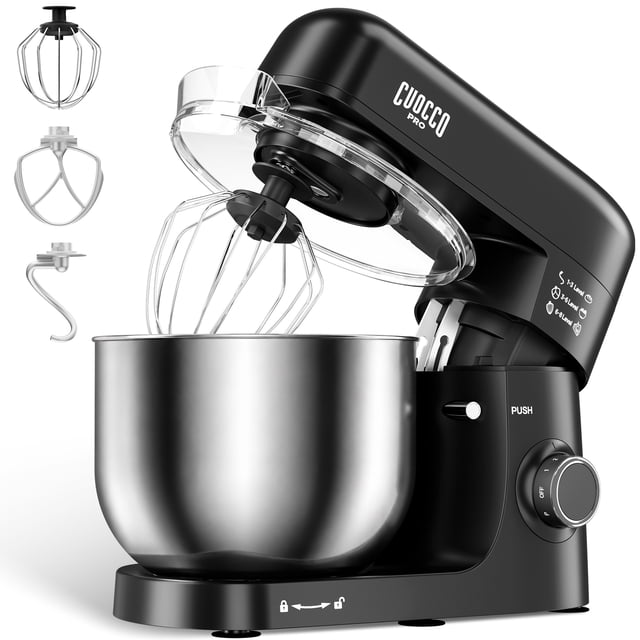 CUOCCO PRO 6.5 Qt Stand Mixer, 1200W Mixers for Kitchen, 8 Speeds, Tilt-Head Design, Low Noise, Includes Dough Hook, Flat Beater, Egg Whisk & Splash Guard, for Cakes, Bread & Cookies