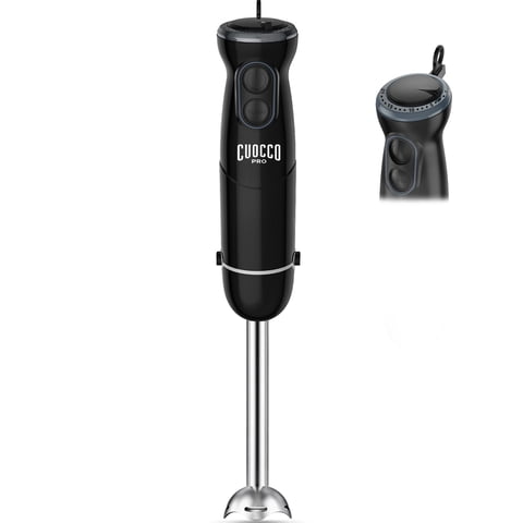 CUOCCO PRO Immersion Blender Handheld, 1100W Hand Blender with 21 Speeds & Turbo, Hand Mixer for Smoothies, Soups & Baby Food, Dishwasher Safe, Black