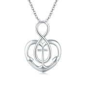 CUOKA MIRACLE 925 Sterling Silver Necklace Infinite Heart Necklace for Women Anchor Pendant Jewelry Christmas Birthday Gift for Mom Grandma Wife Girlfriend