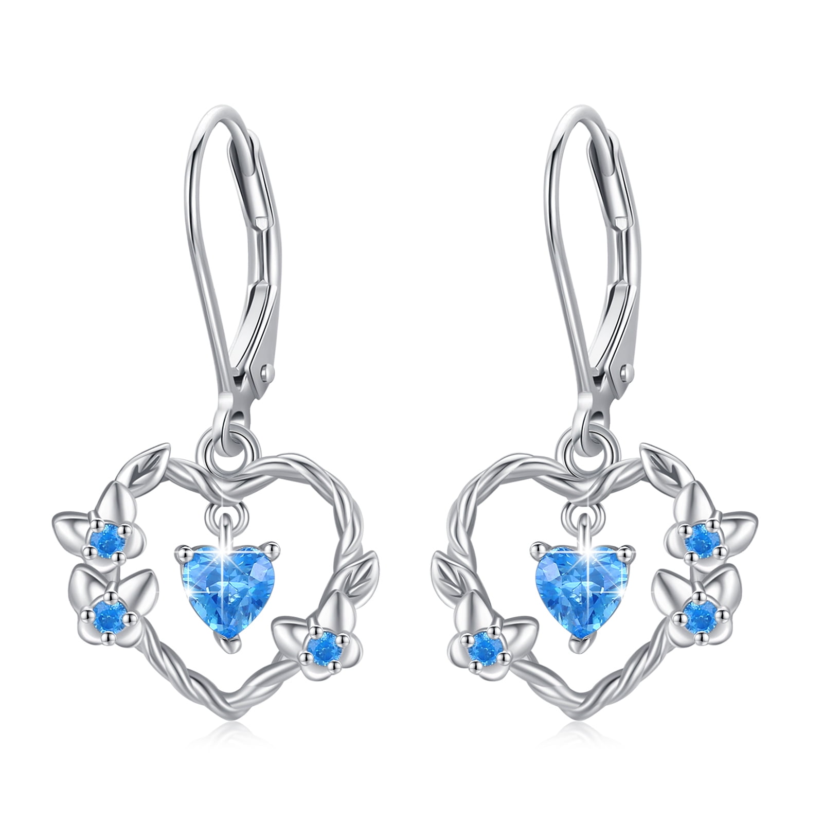 Cuoka Miracle Butterfly Earrings Leverback Earrings Heart Earrings Dangle Earrings 925 Sterling