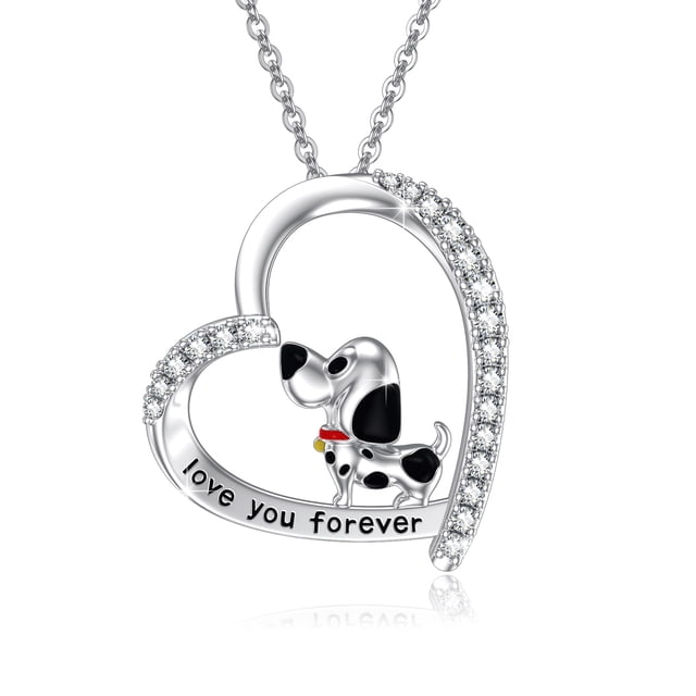 CUOKA MIRACLE Dog Mom Necklace Heart Necklace I Love You Forever Necklace 925 Sterling Silver