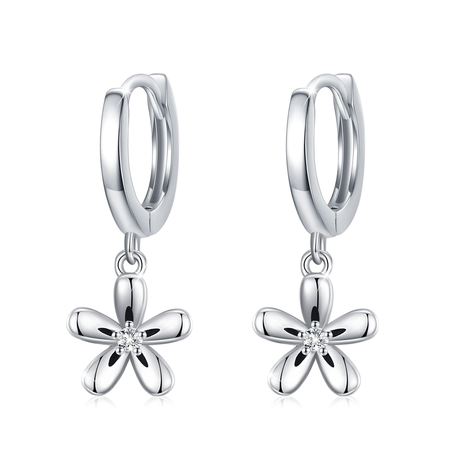 CUOKA MIRACLE Flower Hoop Earrings for Women Sterling Silver Flower