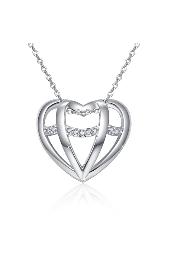 Heart Necklace 925 Sterling Silver Necklaces for Women Trendy Necklace Fashion Jewelry Birthday Christmas Gifts for Girlfriend Wife Mother Daughter