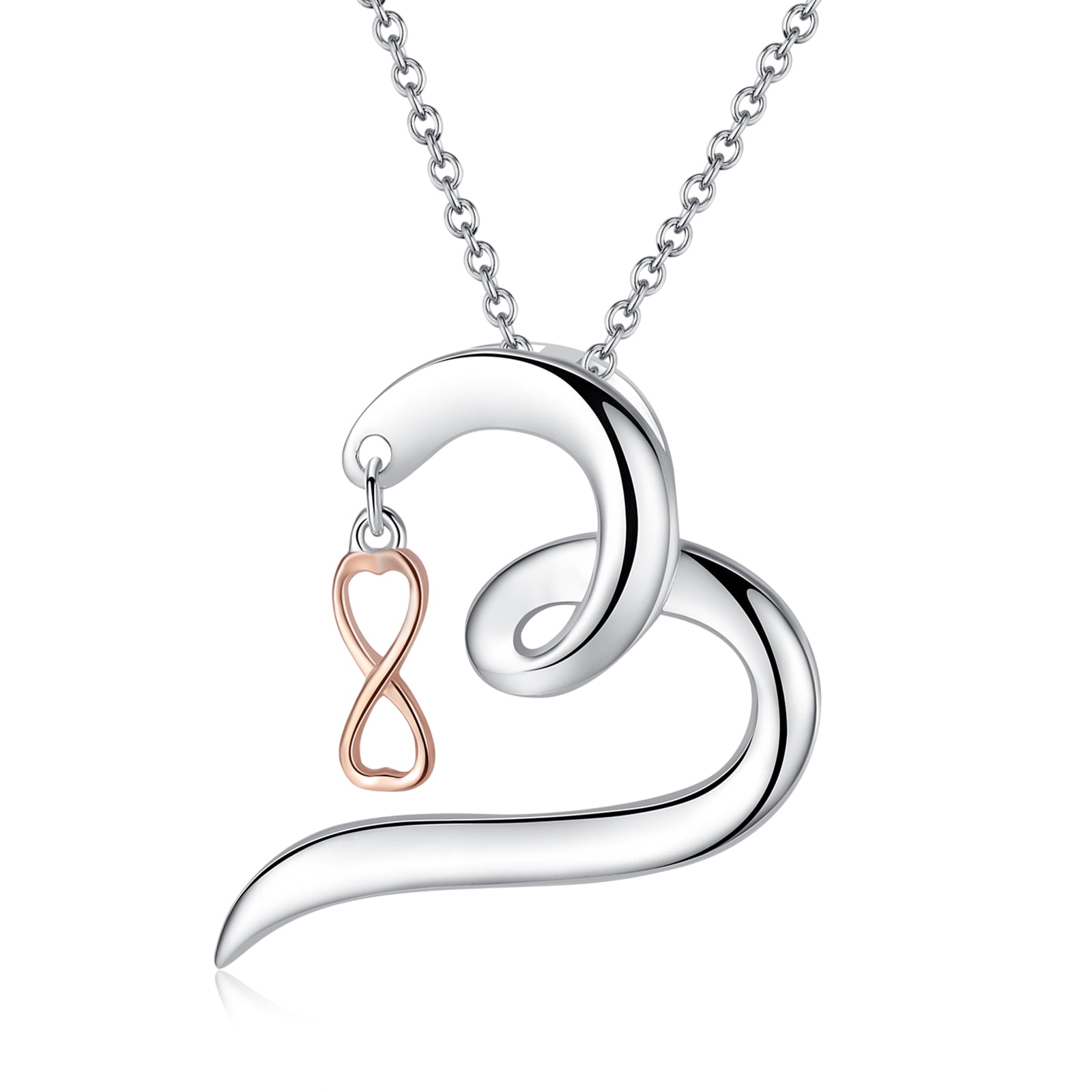 CUOKA MIRACLE Infinity Necklaces for Women 925 Sterling Silver Heart ...