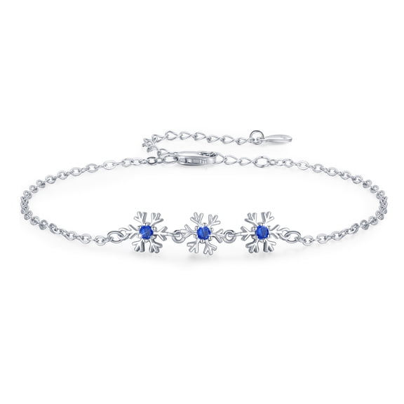 CUOKA MIRACLE Snowflake Bracelets 925 Sterling Silver Adjustable Bracelets Blue Snowflake Jewelry Holiday Birthday Christmas Gift for Women Girls Daughter Wife Mom Friend