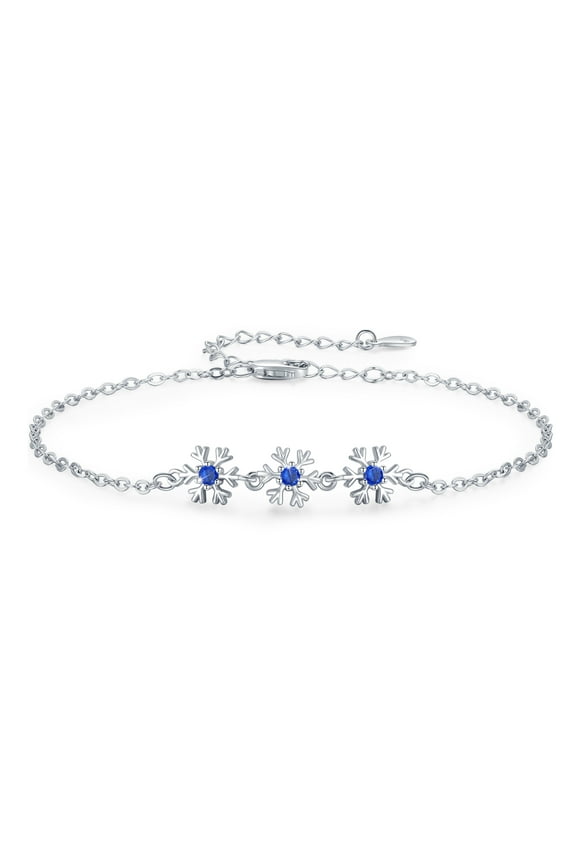 Snowflake Bracelets 925 Sterling Silver Adjustable Bracelets Blue Snowflake Jewelry Holiday Birthday Christmas Gift for Women Girls Daughter Wife Mom Friend