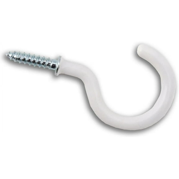 CUP HOOK 50MM TO SHOULDER TOTAL LENGTH 72MM WHITE PVC COATED ( pack 10 )