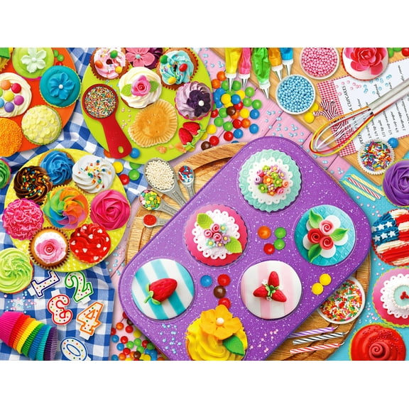 Springbok's 1000 Piece Jigsaw Puzzle Cupcake Chaos - Grid Cut Pieces