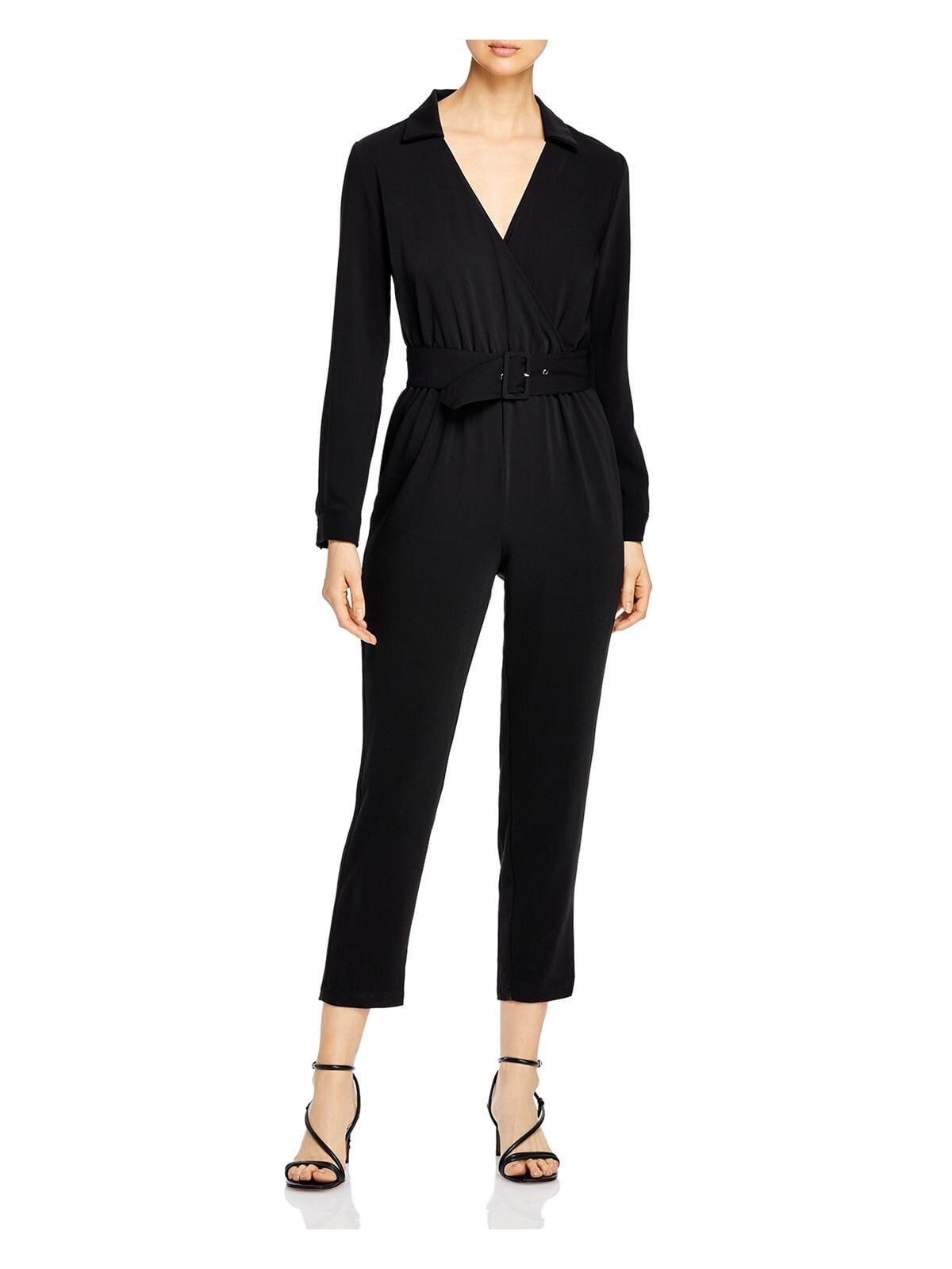 CUPCAKES AND CASHMERE Womens Black Belted Pleated Cuffed Sleeve