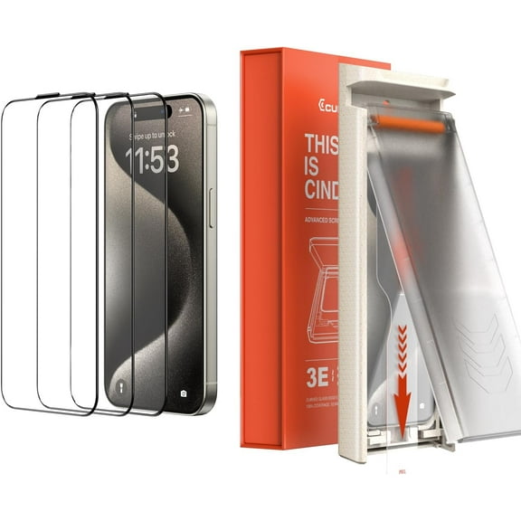 CUPERT 4K-HD Screen Protector,[Gaming Film][Zero Bubble] Anti-Fingerprint & Anti-Spy Tempered Glass with Installation Tools - 3Pack (4K-HD iPhone16pro)