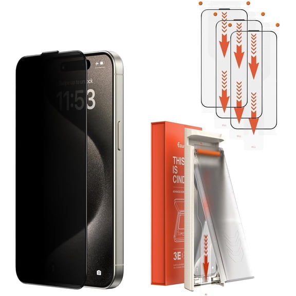 CUPERT Privacy Screen Protector,[Gaming Film][Zero Bubble] Anti-Fingerprint & Anti-Spy Tempered Glass with Installation Tools - 3Pack (Privacy iPhone13/13pro/14)