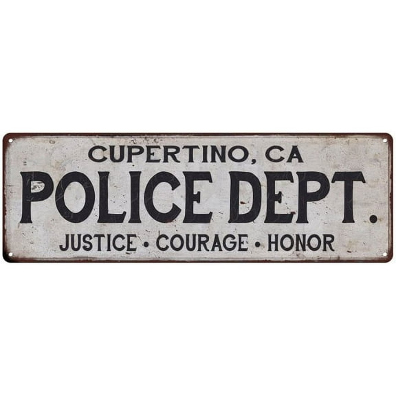 CUPERTINO, CA POLICE DEPT. Home Decor Metal Sign Gift 6x18 106180012596