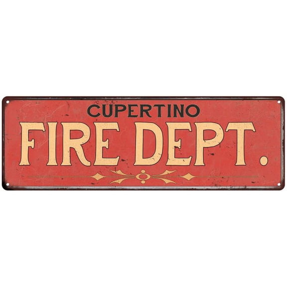 CUPERTINO FIRE DEPT. Home Decor Metal Sign Police Gift 8x24 108240013596